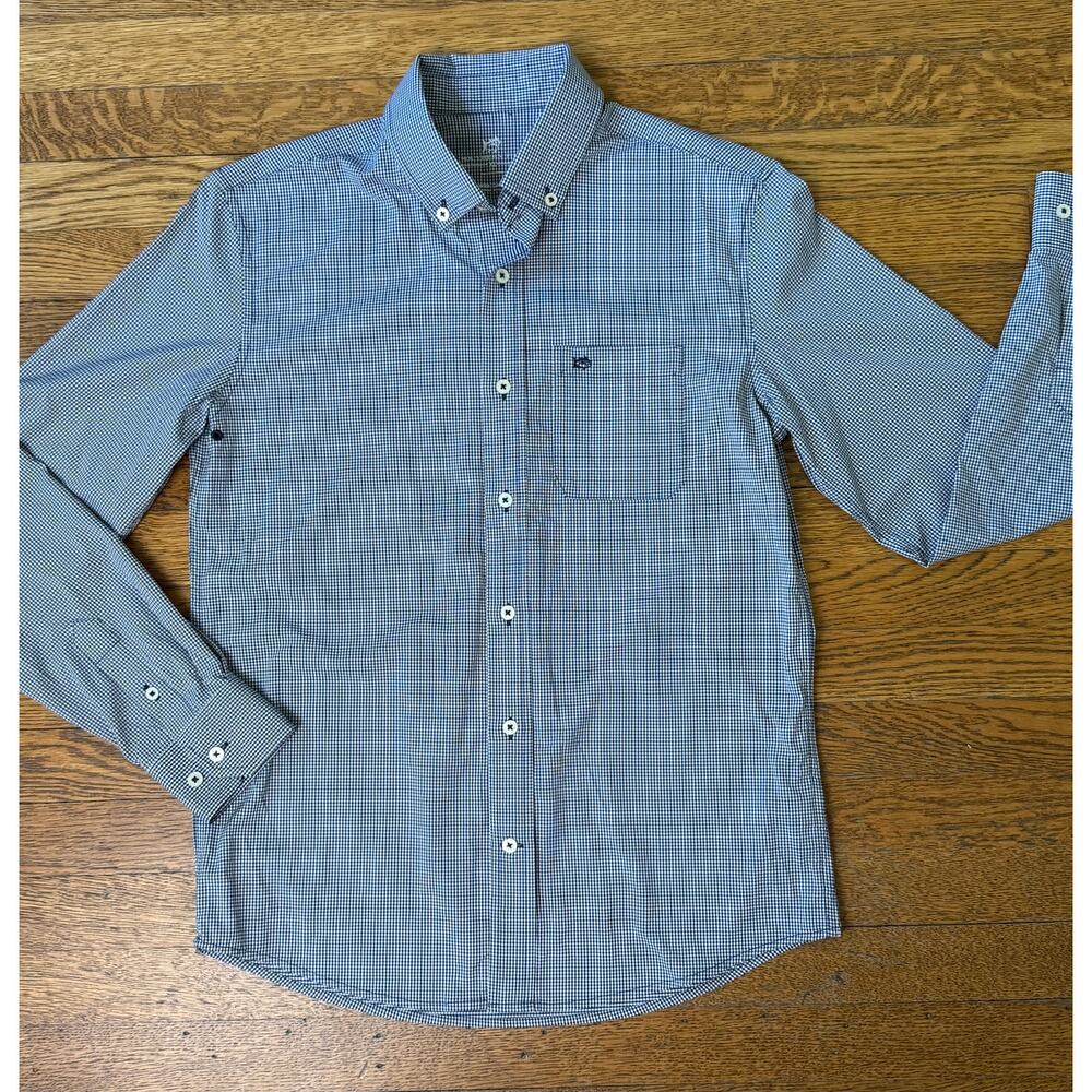 Southern Tide Boys' Intercoastal Blue Checked Shirt Size 16